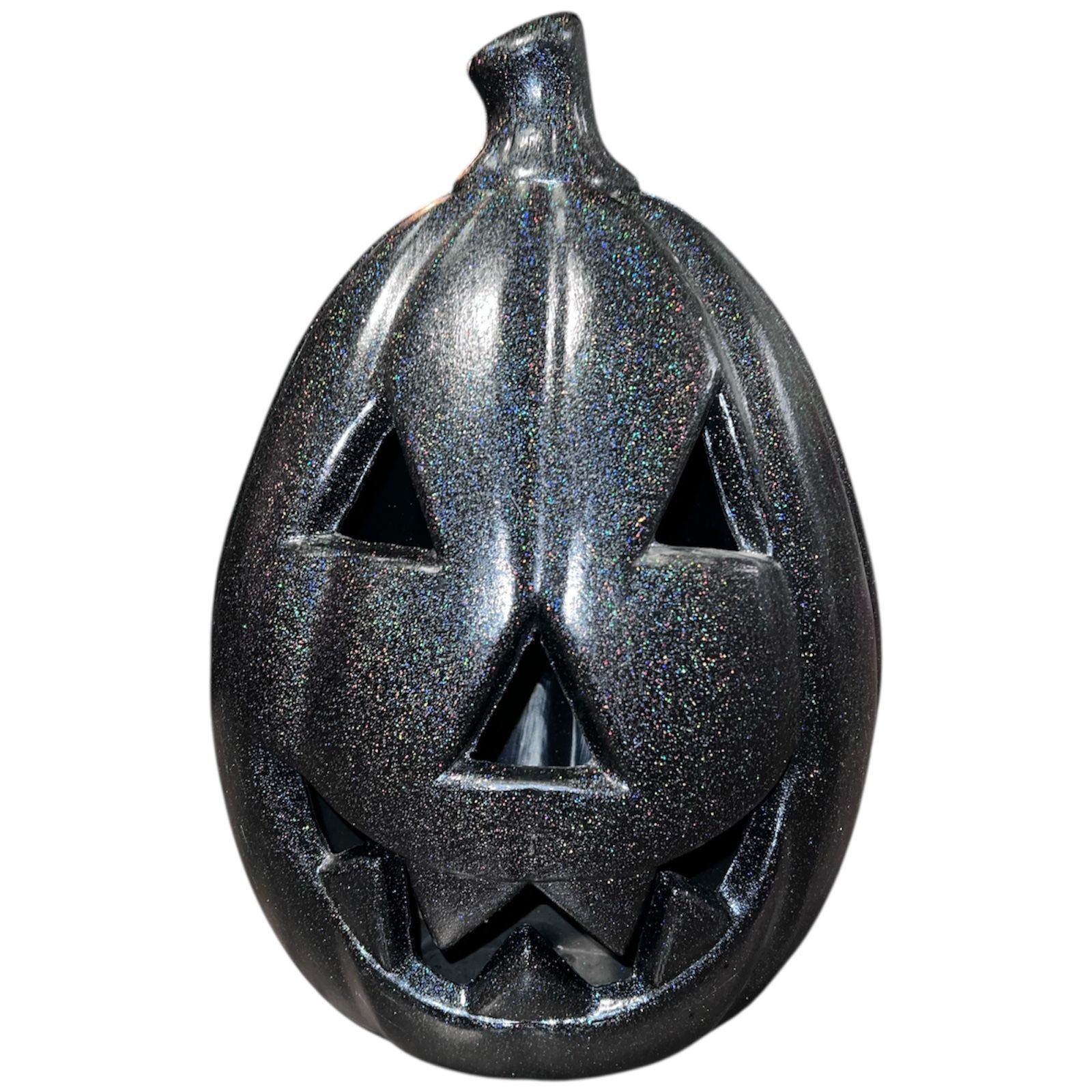 RARE! General Foam Plastics Black Glitter Halloween Jack O Lantern Blow Mold 21"