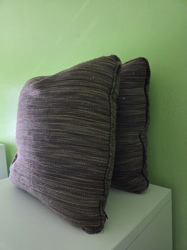 Set of 2 Feather-Filled Decorative Throw Pillows – Neutral Brown