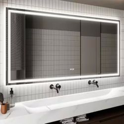 LED MIRROR 80 x 40 Touch Button Bathroom Vanity Mirror Switchable Color LED with Defogger 80x40