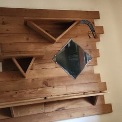 Redwood shelf  Mirror 