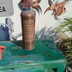 Antique SOS Brass Fire Extinguisher 