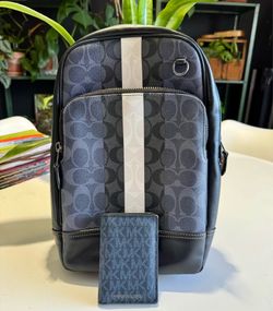 Coach Canvas & Leather Varsity Sling Bag / Michael Kors Wallet