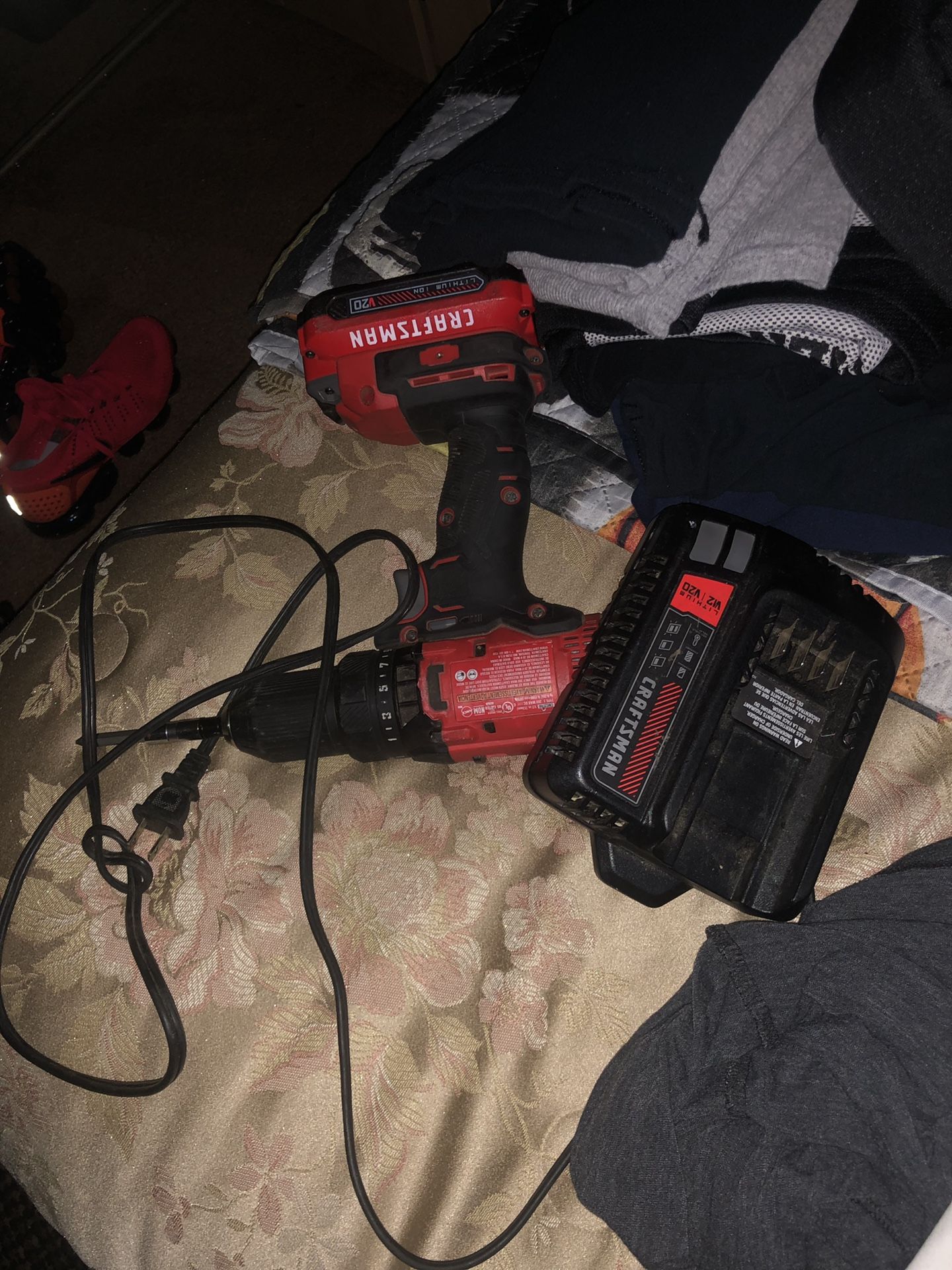 Craftsman hammer drill with charger and 2 batteries