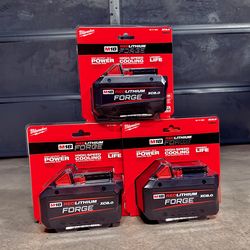 (3) Milwaukee M18 FORGE 8.0 Batteries