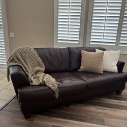Brown Leather Couch And Love Seat 