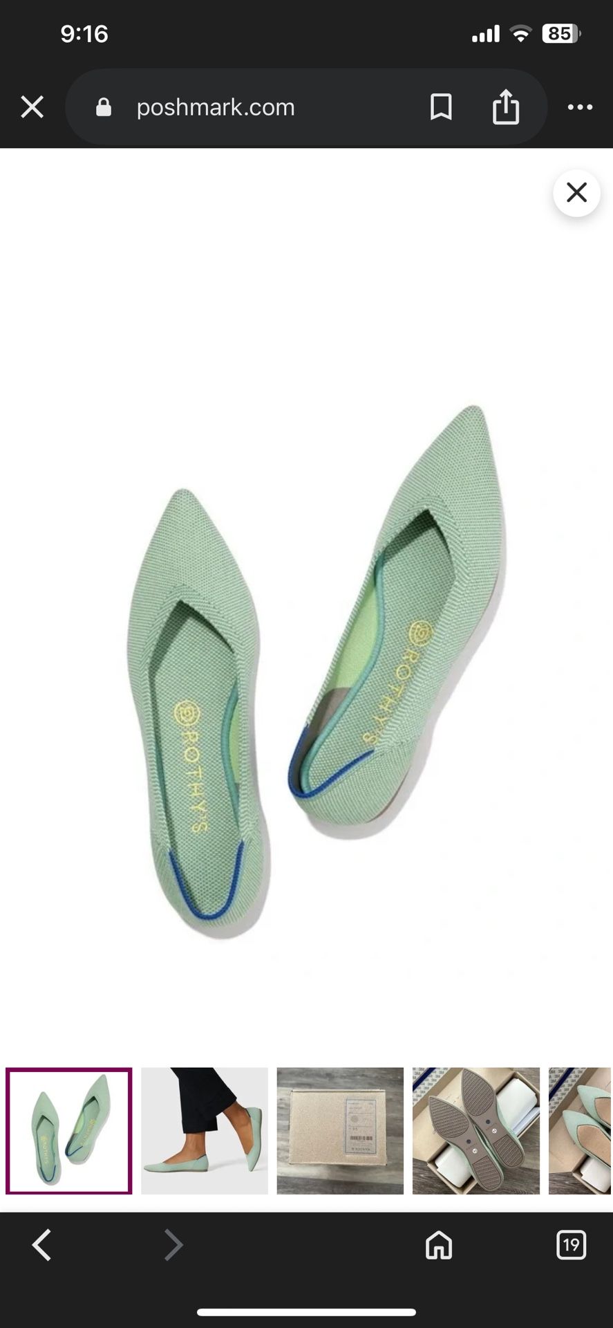 Rothy’s Mint Points Flats size 8.5