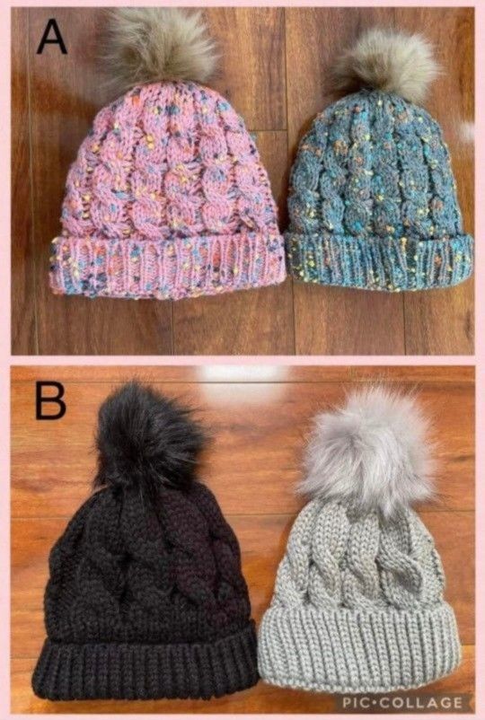 2 Toddler Kids Winter Warm Fleeced Beanie Hat (1-6 Years Old)