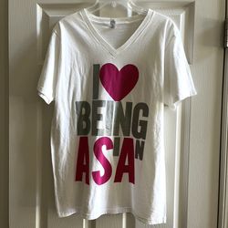 White V-Neck Graphic Tee – Size M- Brand New