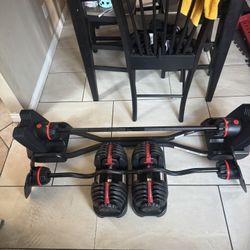 BowFlex SelectTech 2080 Adjustable Barbell with Curl Bar and Bowflex  adjustable dumbbells 