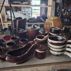 Vintage brown drip and other pottery. Make offer for some or all. Need gone