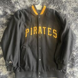 Pittsburgh Pirates Bomber Jacket - Majestic Cooperstown Collection (Large)