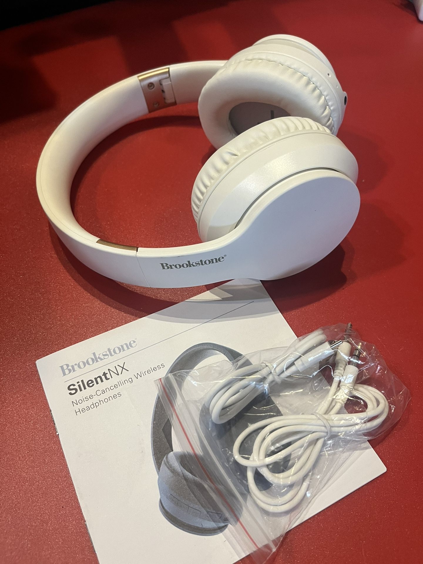 Brookstone Whisper NX noise canceling wireless headphones -White New