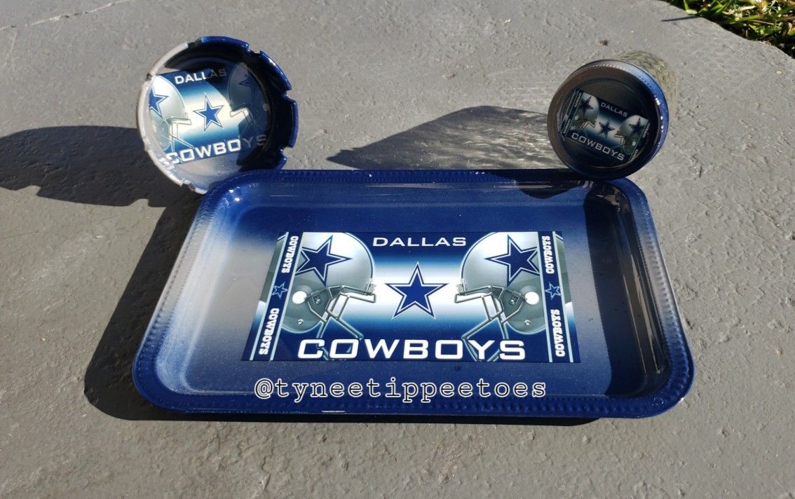 6 or 8pc Cowboys Rolling Tray Set 