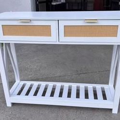 New in Box Entryway Table Console Table with 2 Rattan Drawers Storage Drawers