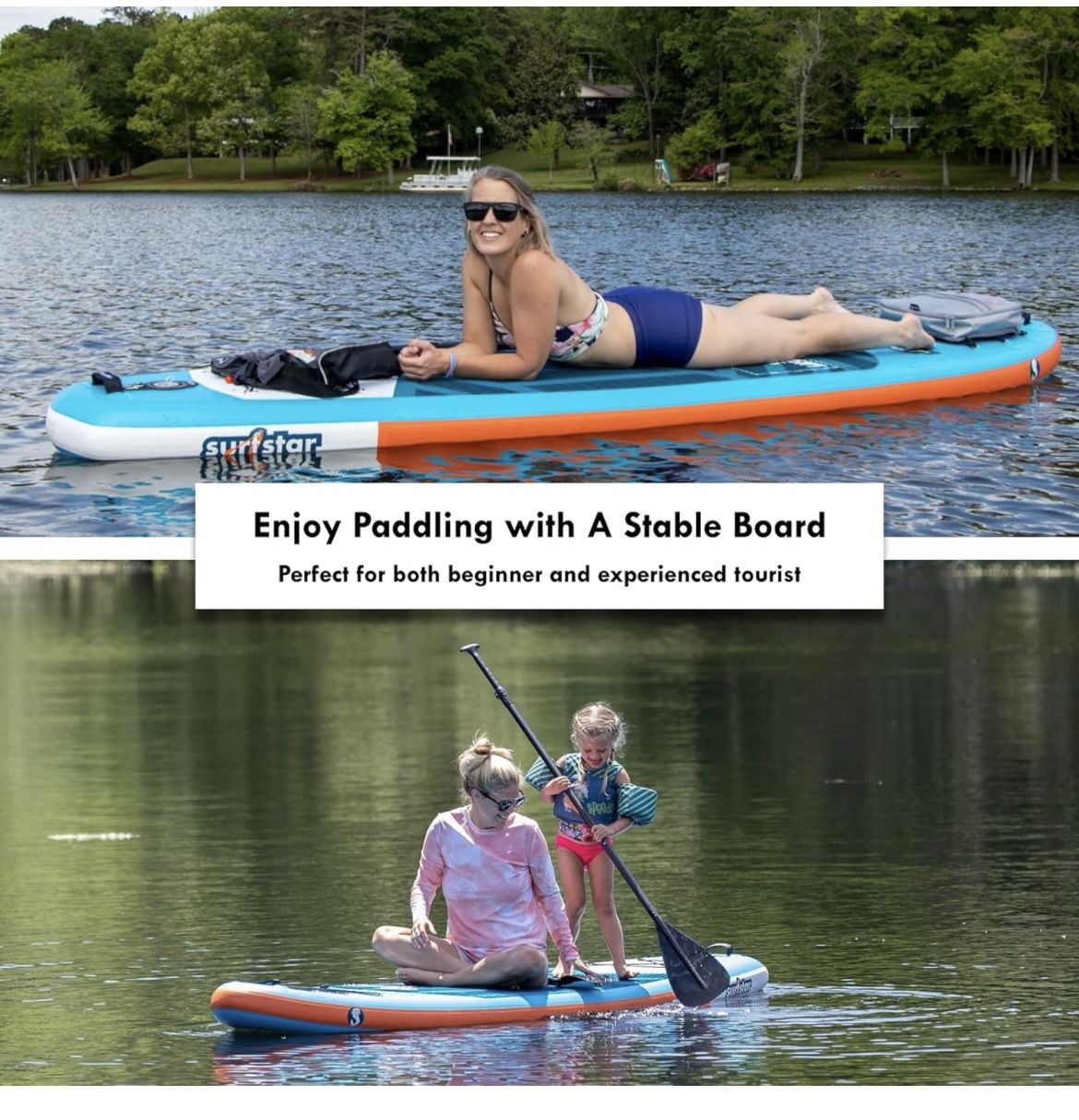 Inflatable Paddle Board, Stand Up Paddle Boards for Adults, 10’6’’x33’’x6” Paddleboard Lightweight SUP with Premium Ankle Leash, Floating Paddle, Dual