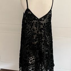 Black Velvet floral Mini Dress by Pol Sz M Tunic Top lingerie