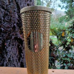 Authentic Starbucks 24oz 2022 Holiday Edition Gold Studded Tumbler 