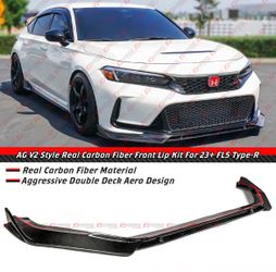 23-25 Civic Type-R FL5 V2 Style Carbon Fiber Front Bumper Lip