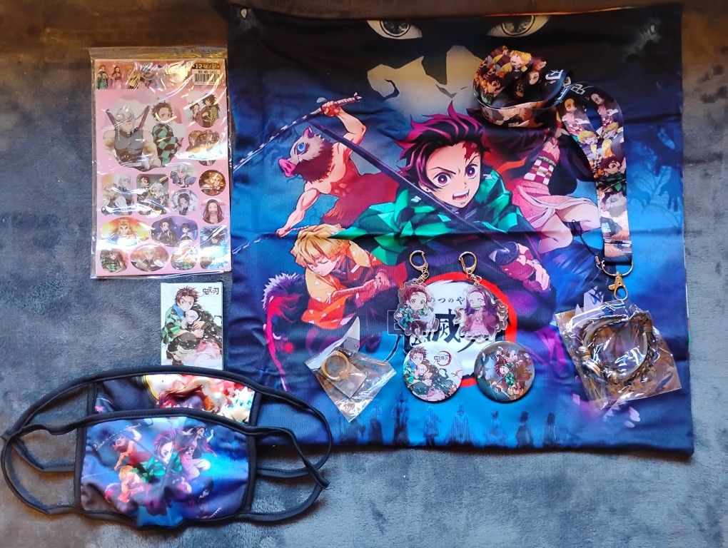 Anime lot .. Pillowcase,Lanyard,Stickers,Face mask and More