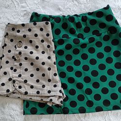 2 For 1 -Adorable And Fun Polka Dot Dress Shorts And Skirt