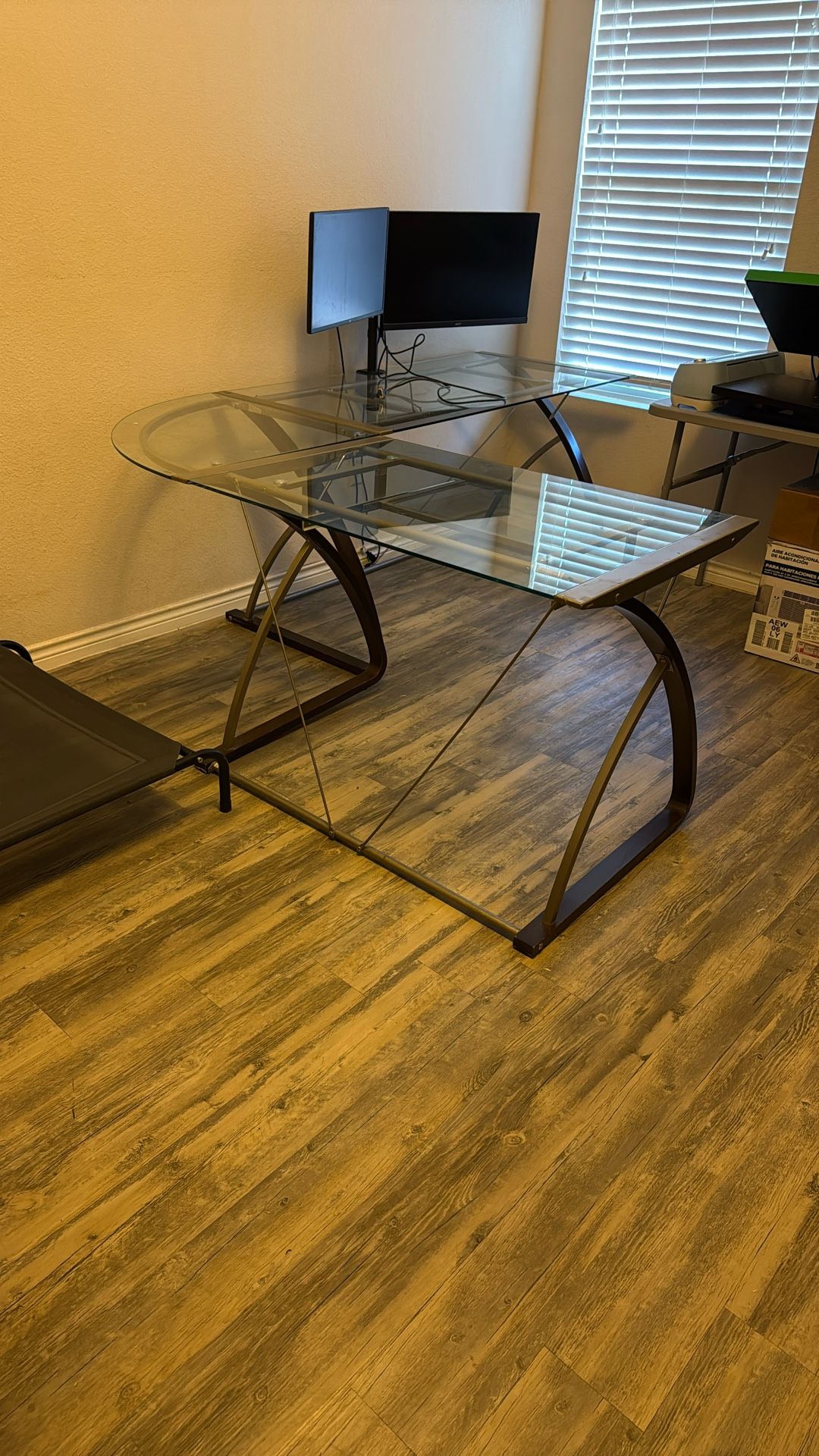 L Shaped Glass Desk