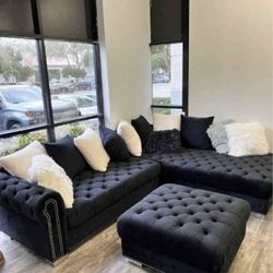 Sectional Black Velvet On Sale