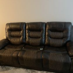 Leather Brown Couch Sectional 