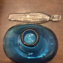  Vintage Blenco Glass Decanter Turquoise 