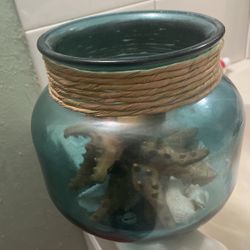 Decorative Vase With Seashells And Starfish