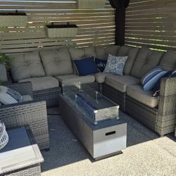 Patio Sectional With Firepit 
