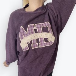 Vintage Heathered Purple Sweatshirt with Graphic Print