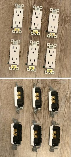 Lot of 6 White Electrical Outlets Receptacles