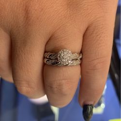 10kt White Gold Wedding Set