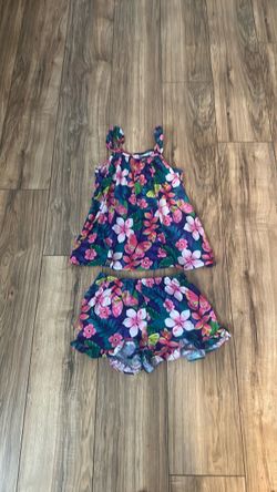 Girls Tropical Floral Tank Top and Shorts Set