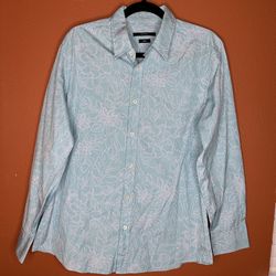 Gucci Long Sleeve Shirt Blue Slim Fit Large