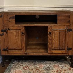 Solid Pine Wood TV Stand Cabinet Handcrafted 44"W 20"L  34"H