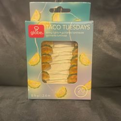 New Globe Taco Tuesdays String Fairy Lights Decoration 20 LED 8 Foot