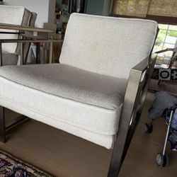 West Elm 2 Chairs Ivory Linen