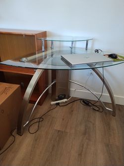 Glass top corner desk