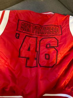 San Francisco '46 Red Satin Bomber Jacket