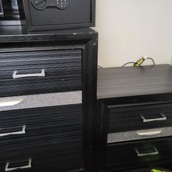 Black Dresser With A Bedside Stand (Tiny Dresser)