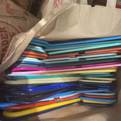 Multi colored plastic adult hangers (price is per 10)