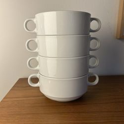 Vintage Tognana Porcellane Italian porcelain white double-handled soup bowls - Set of 4 
