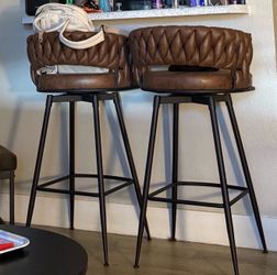 Suede Dark Brown Barstools (Set of 2)