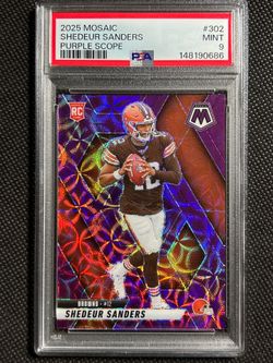 2025 Panini Shedeur Sanders RC ROOKIE Purple Scope #302 PSA 9 MINT BROWNS