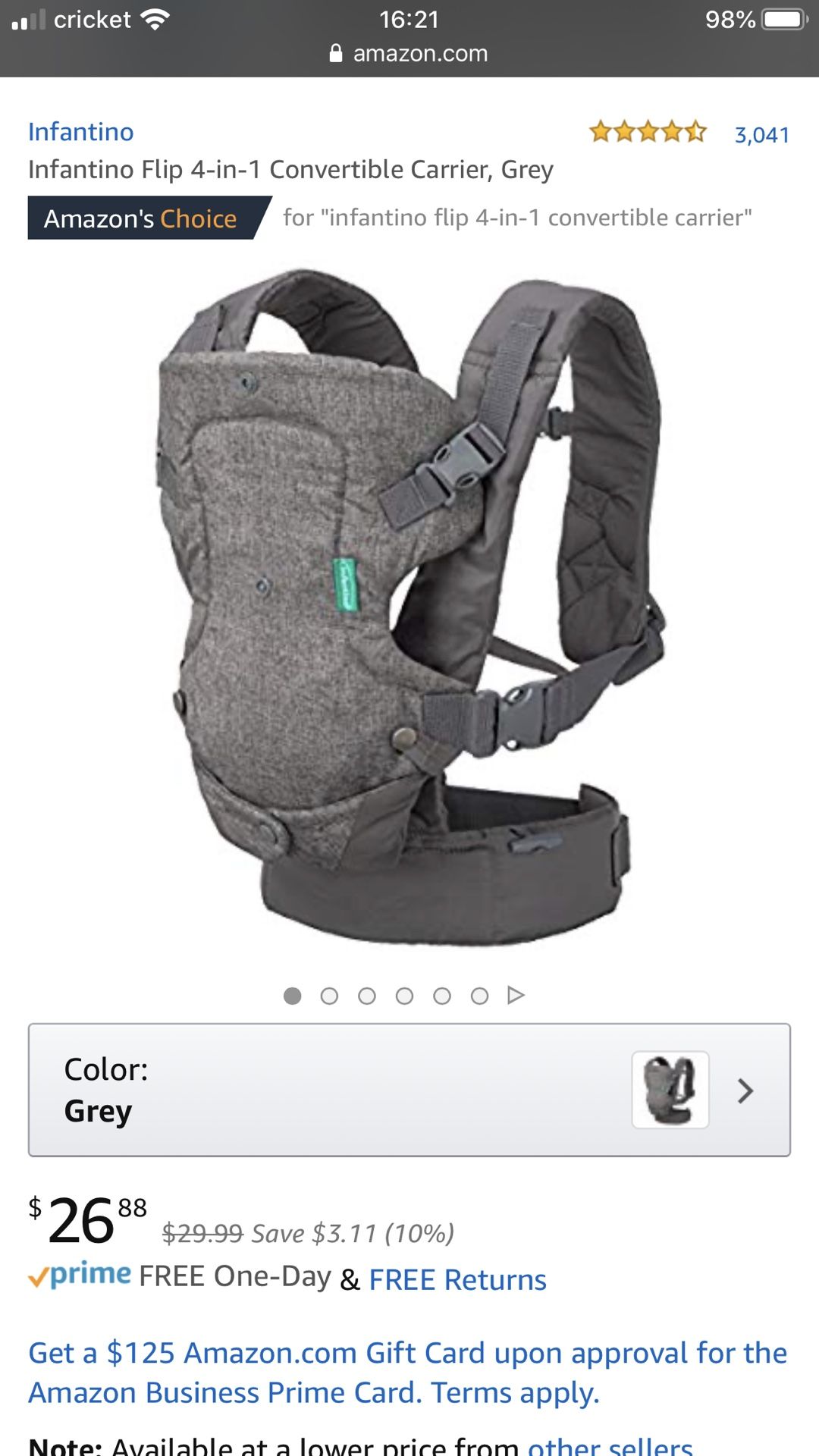 *NEW* Infantino Flip 4-in-1 Convertible Baby Carrier, Grey
