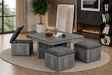 Modern Coffee Table Set with Storage Stools