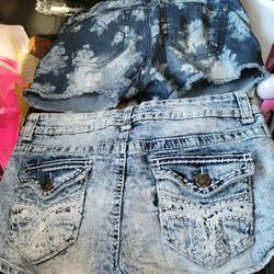 Distressed Light Jean Shorts 