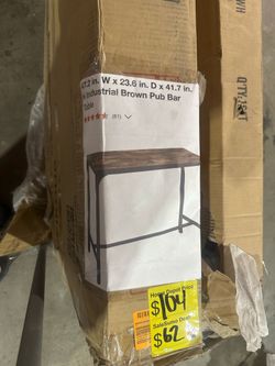 SaleSumo 47.2 in. W x 23.6 in. D x 41.7 in. H Industrial Brown Pub Bar Table