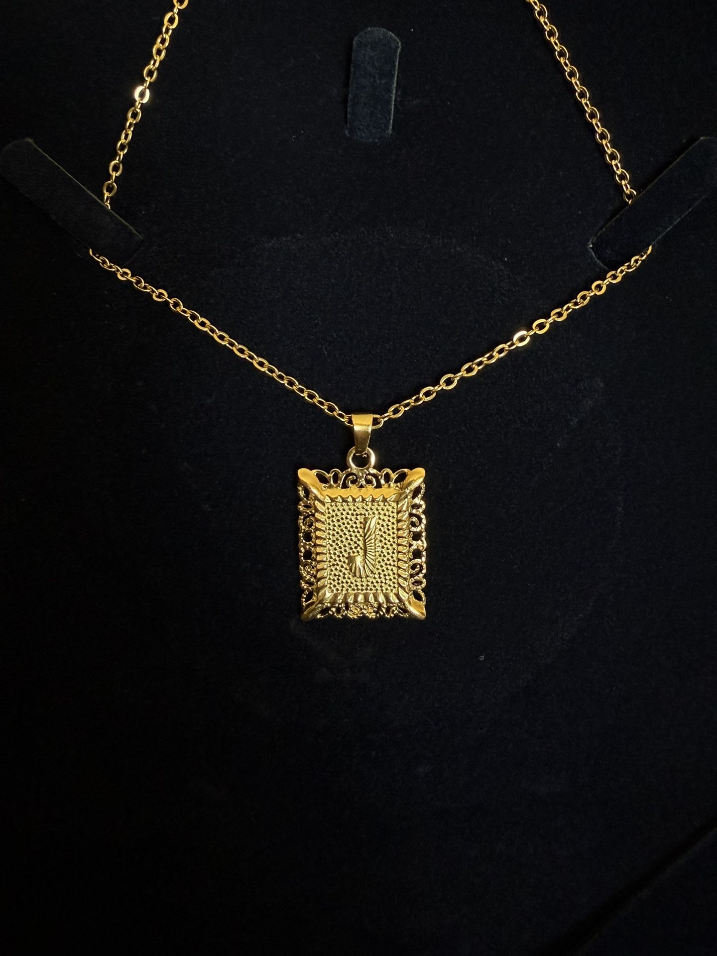 Letter J Vintage Gold Color Necklace